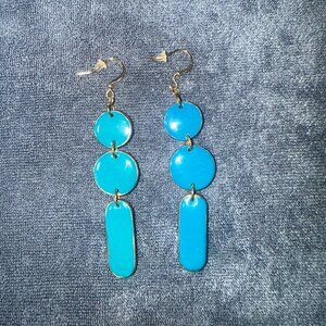 NWOT Blue & Brass Fashion Earrings